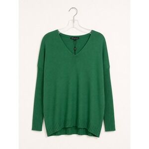 Preppy schoolgirl Metric Knits Green V-Neck Sweater capsule minimal Large